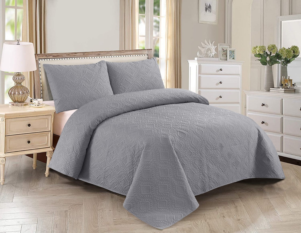 Grey Bedspread 3Pcs