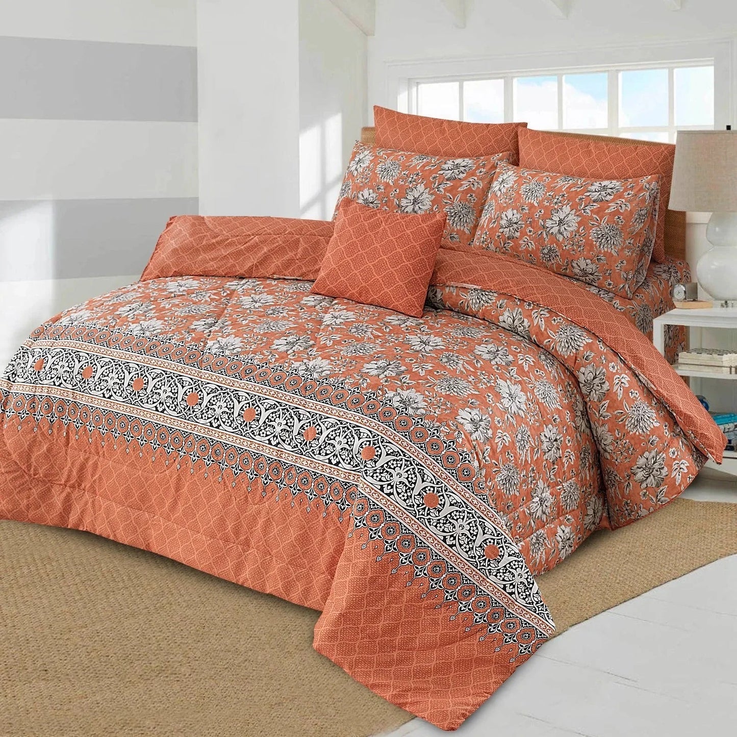 Orange Comforter Set 7 Pcs