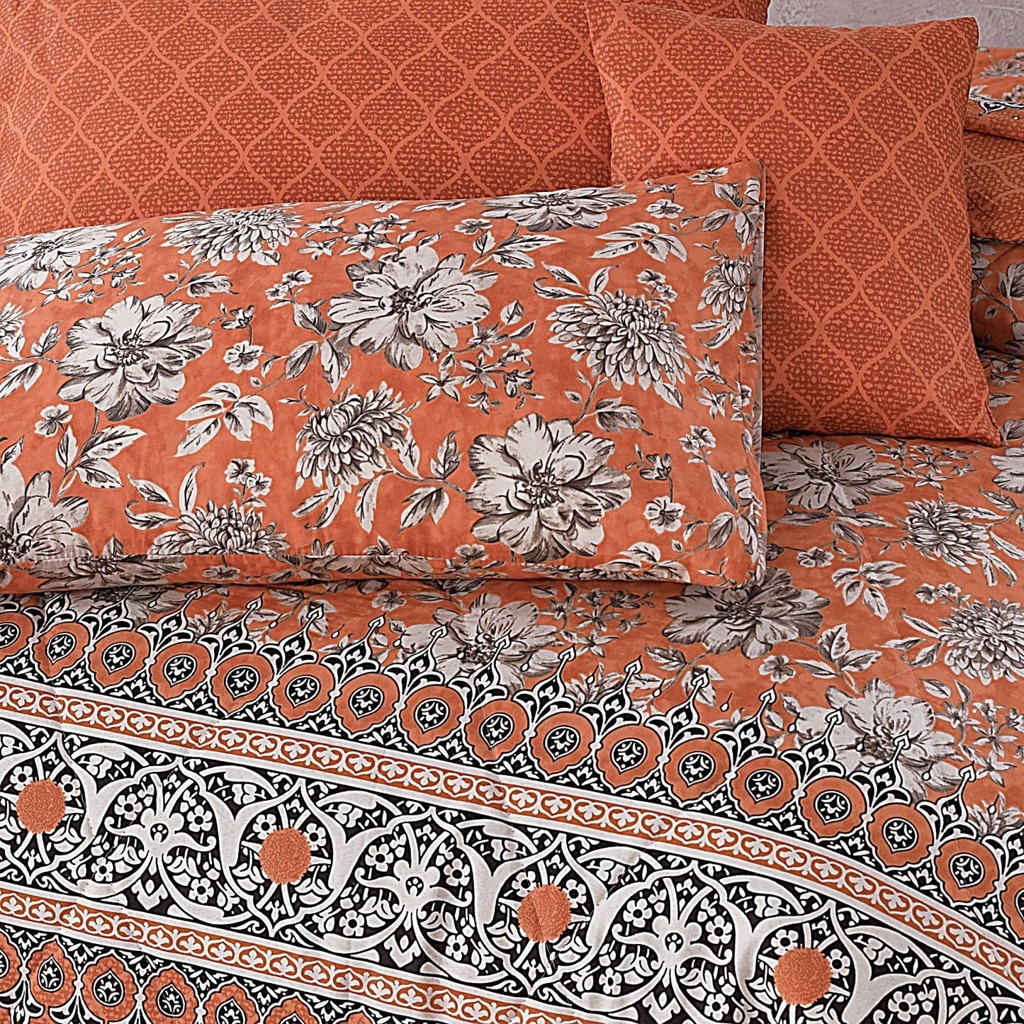 Orange Comforter Set 7 Pcs