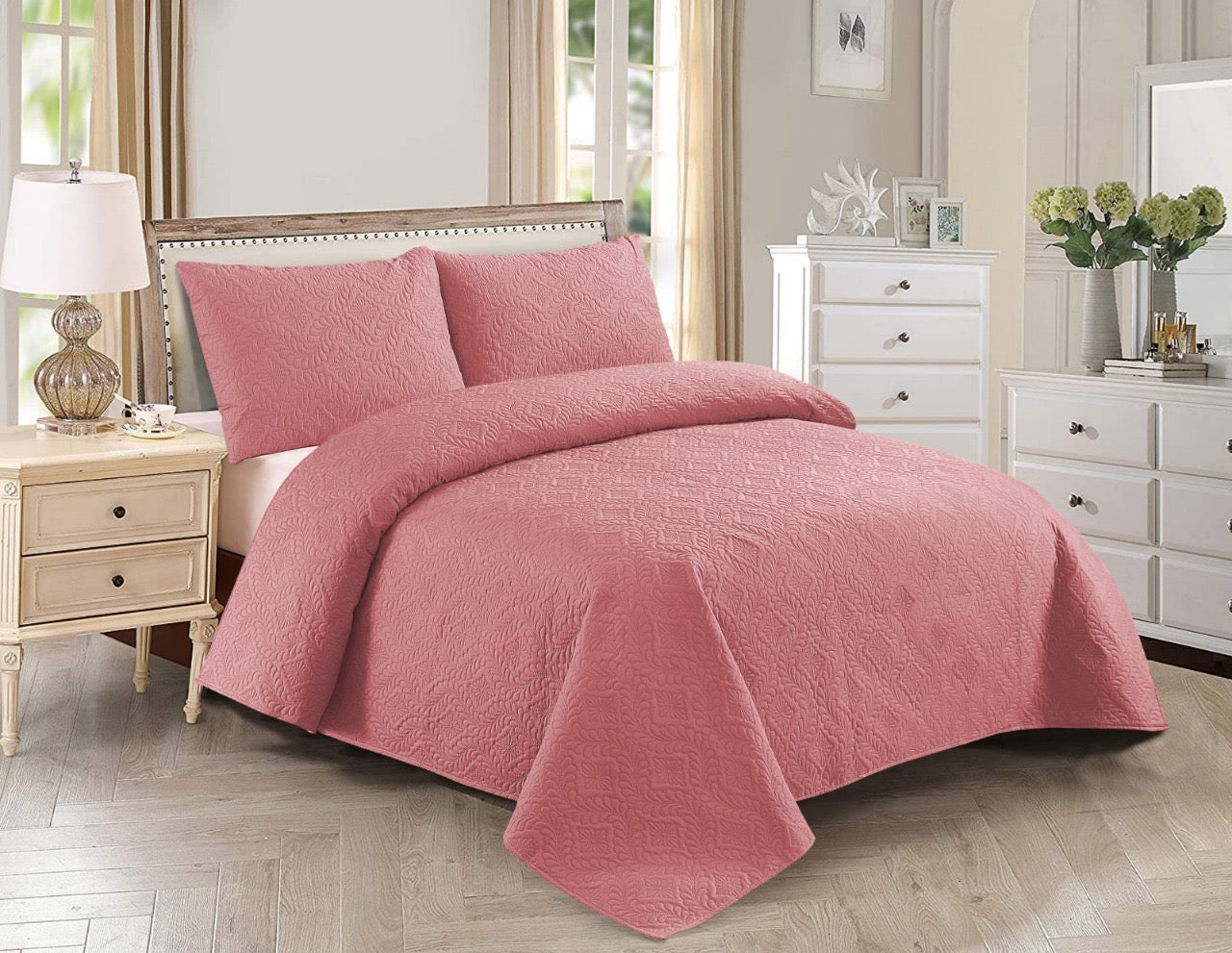 Light Pink Bedspread 3 Pcs