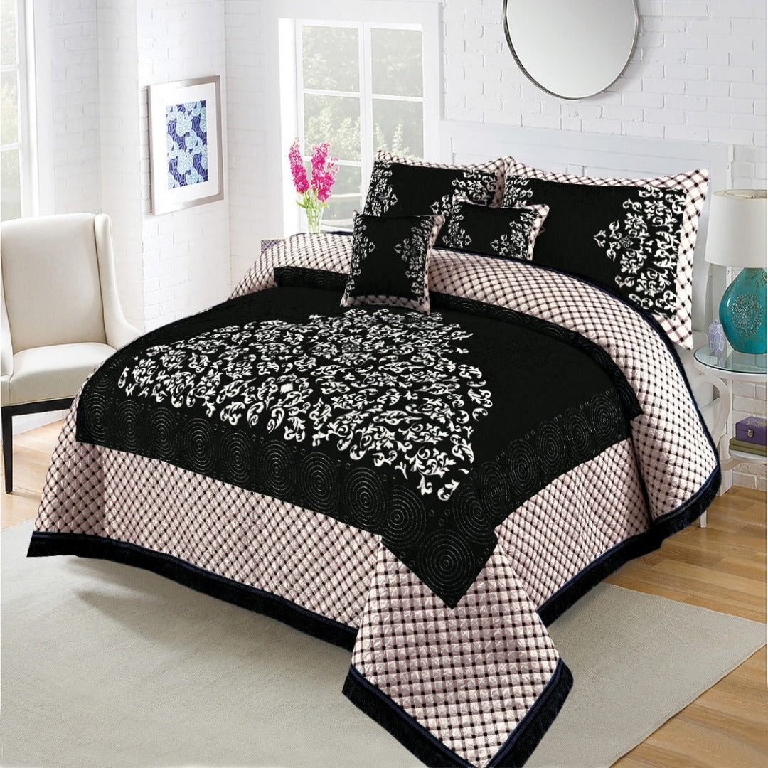 Black Velvet Jaquard BedSheet 5Pcs