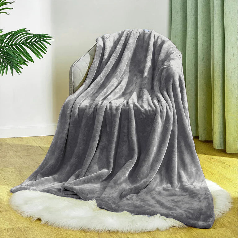 Light Grey Plan Microfiber Blankets