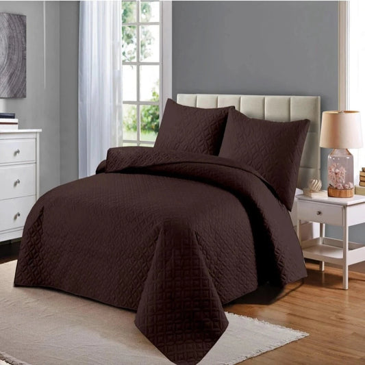 Dark Brown Bedspread 3Pcs